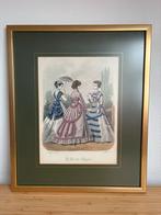 Ingelijste mode prent "Le monde elegant", Ophalen of Verzenden, Gebruikt, Overige typen