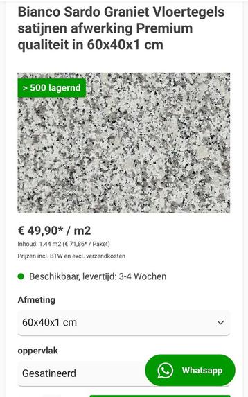 Graniet 60x40x1cm vloer of wand gesatineerd 40 m2 beschikbaar voor biedingen