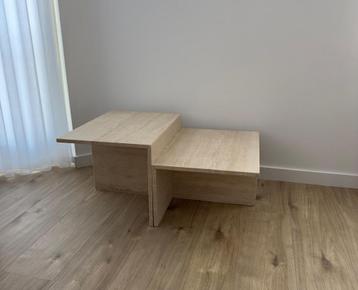 Travertin marmeren bijzettafel– handgemaakt, ongebruikt