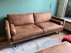 Cognac bruine tweezitsbank met hocker, Ophalen, Gebruikt, 150 tot 200 cm, Tweepersoons