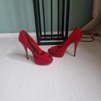 Mooie rode peeptoe hakken - maat 35, Ophalen of Verzenden, Zo goed als nieuw, Rood