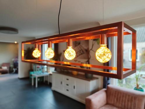 Hanglamp koperkleurig van fonQ – met 4 dimbare lampen, Huis en Inrichting, Lampen | Hanglampen, Zo goed als nieuw, Ophalen of Verzenden