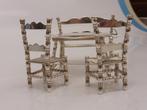 Zilveren miniatuur Tafel, bankje en 2 stoelen           Z457, Ophalen of Verzenden, Zilver