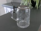 Glazen bierpul met tinnen deksel, Verzamelen, Verzenden, Zo goed als nieuw, Bierglas