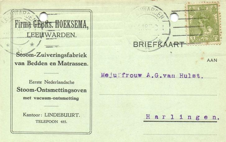 Firma Gebrs. Hoeksema, Leeuwarden - 01.1918 - briefkaart, Postzegels en Munten, Brieven en Enveloppen | Nederland, Briefkaart