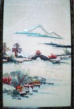 JAPANS * GEBORDUURD OP ZIJDE FUJI * in Lijst *, Antiek en Kunst, Kunst | Niet-Westerse kunst, Verzenden