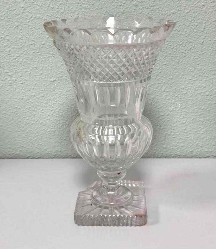 Grote kristal kristallen antieke antiek bloemen vaas helder, Antiek en Kunst, Antiek | Vazen, Ophalen of Verzenden