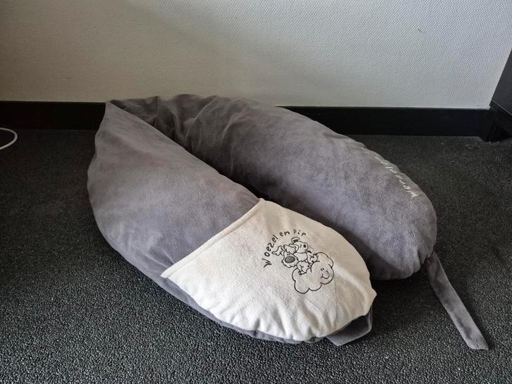 Voedingskussen Woezel en Pip grijs wit met rits uitwasbaar, Kinderen en Baby's, Dekens, Slaapzakjes en Inbakerproducten, Zo goed als nieuw