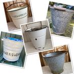 Brocante oude emmers / emaille & zink, Antiek en Kunst, Curiosa en Brocante, Ophalen of Verzenden