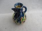 Belgisch art nouveau gedraaid 3 handvat druppel glazuur vaas, Ophalen of Verzenden