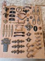 Antiek deurbeslag, grepen, sleutelgat. Messing koper, Ophalen of Verzenden
