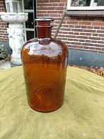 Oude Apothekerspot, bruin glas met stop., Antiek en Kunst, Verzenden