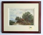 Aquarel "Waterrijk landschap met bootje" door HJ Plettenburg, Antiek en Kunst, Ophalen of Verzenden