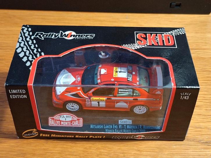 Mitsubishi Lancer Evo VI Rally Monte Carlo 2000 - Skid 1/43, Hobby en Vrije tijd, Modelauto's | 1:43, Zo goed als nieuw, Auto