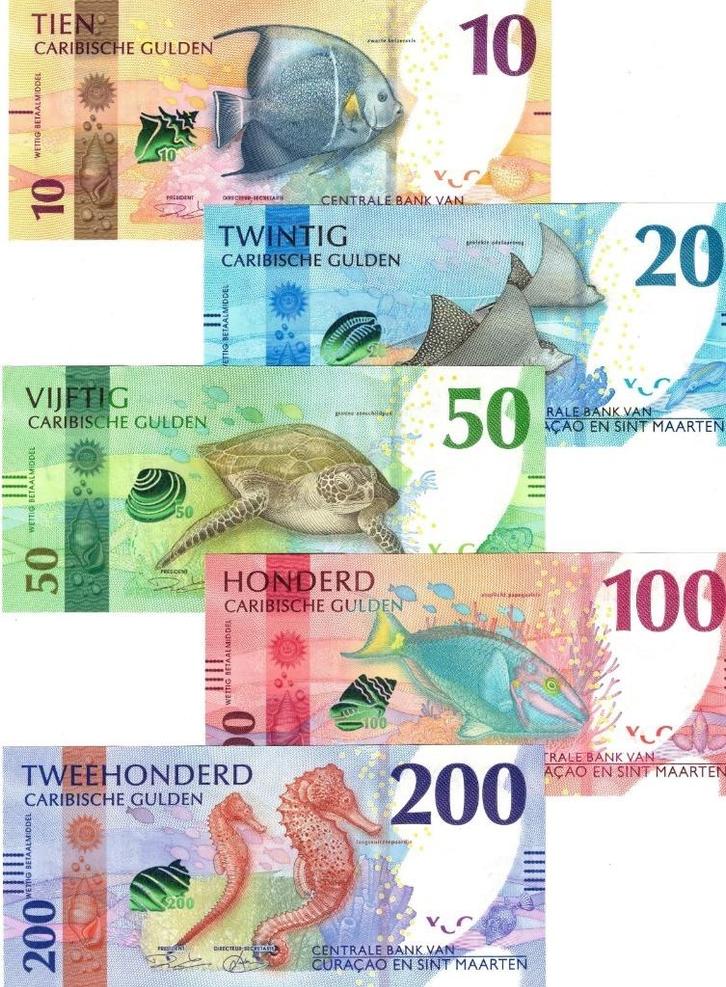 Curacao and Sint Maarten full set 2025 Unc 10-200 Gulden, Postzegels en Munten, Bankbiljetten | Amerika, Los biljet, Zuid-Amerika