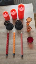 Diverse kaarsen en kandelaars, Huis en Inrichting, Woonaccessoires | Kandelaars en Kaarsen, Ophalen, Gebruikt, Rood, Metaal