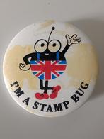 1980's UK Post Office 'I'm A Stamp Bug' - Vintage button, Ophalen of Verzenden, Gebruikt, Overige onderwerpen, Button