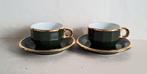 Pillivuyt France twee groene bistro koffiekop en schotels., Huis en Inrichting, Keuken | Servies, Ophalen of Verzenden, Zo goed als nieuw