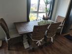 Acaciahout eethoek plus salontafel set!, Ophalen, 50 tot 100 cm, Zo goed als nieuw, Vijf personen of meer