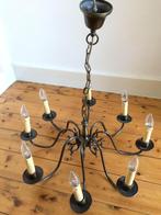 Oude donkere kroonluchter met acht 8 druipende kaarsjes, Ophalen of Verzenden, Gebruikt