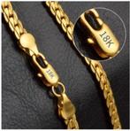 18K Gold color Silver Color 6mm Full Sideways Necklace 8/18/, Ophalen of Verzenden, Nieuw, Goud