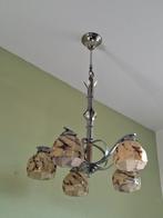 Art deco hanglamp. Gemarmerde glazen kapjes., Huis en Inrichting, Lampen | Hanglampen, Ophalen, Minder dan 50 cm
