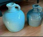 2 blauwe aardewerk kruik vazen ZGAN, Huis en Inrichting, Woonaccessoires | Vazen, Blauw, Aardewerk of Porselein, Ophalen of Verzenden
