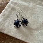 Zilveren 925 oorbellen met lapis lazuli stenen blauw, Sieraden, Tassen en Uiterlijk, Oorbellen, Hangers, Nieuw, Met edelsteen
