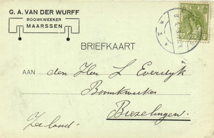 G.A. van der Wurff, Maarssen - 01.1918 - briefkaart, Postzegels en Munten, Brieven en Enveloppen | Nederland, Envelop, Ophalen of Verzenden