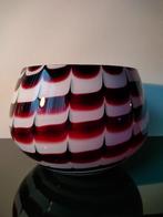 Murano Style Glas Vaas Zebra Bordeaux Rood Wit, Ophalen of Verzenden