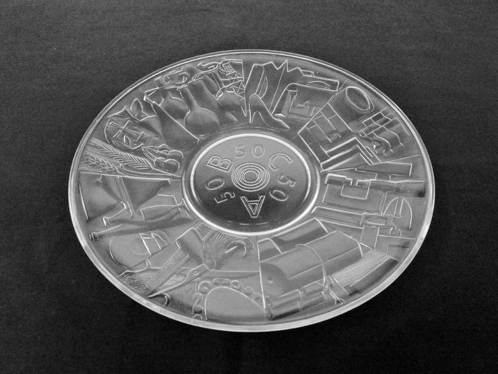 Schaal ABC 50 Jaar Leerdam Glas, Antiek en Kunst, Antiek | Glas en Kristal, Ophalen of Verzenden