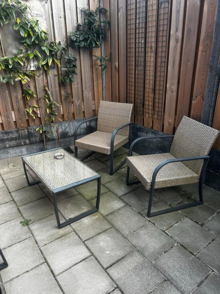 Mooie Wicker Tuinset - 4 Zitplaatsen, Tuin en Terras, Tuinsets en Loungesets, Zo goed als nieuw, Loungeset, Wicker, 4 zitplaatsen