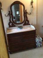 Zeer mooie antieke ladencommode met marmerenblad en spiegel, Ophalen, Rechthoekig, 100 tot 150 cm, 100 tot 150 cm
