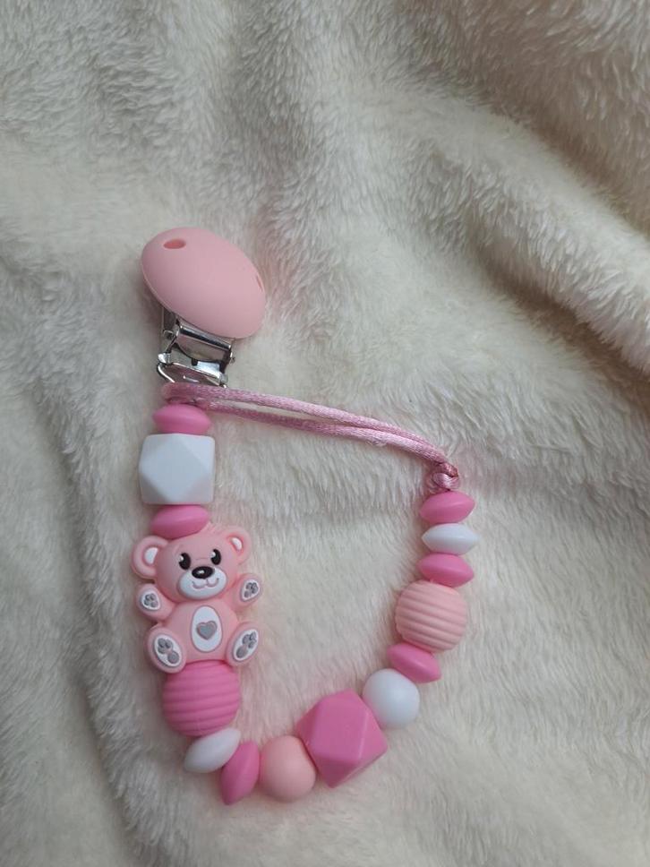 Roze Speenkoord - Handgemaakt & BPA-vrij, Kinderen en Baby's, Speelgoed | Babyspeelgoed, Nieuw, Overige typen, Ophalen of Verzenden