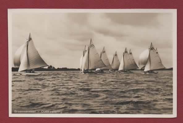 Braassemermeer (Z.H.) - Oudewetering (veel Zeilboten) - 1934, Verzamelen, Ansichtkaarten | Nederland, Ophalen of Verzenden, 1920 tot 1940