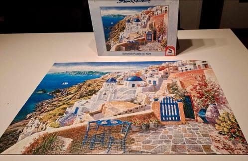 Puzzel Cycladen Uitzicht op Santorini Schmidt Sam Park 1000, Hobby en Vrije tijd, Denksport en Puzzels, Gebruikt, Legpuzzel, 500 t/m 1500 stukjes