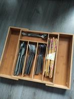 Bamboo bestek bak met bestek, Huis en Inrichting, Ophalen of Verzenden, Rvs of Chroom