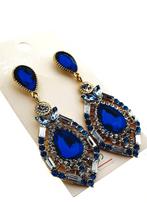 Blauwe Saffier Oorbellen Goudkleurig, Ophalen of Verzenden