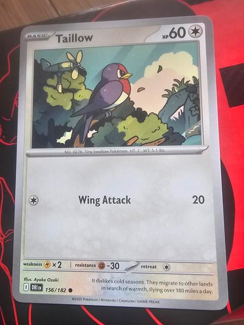 Pokémon kaart - Destined Rivals - Tailow 156/182 common, Hobby en Vrije tijd, Verzamelkaartspellen | Pokémon, Nieuw, Losse kaart