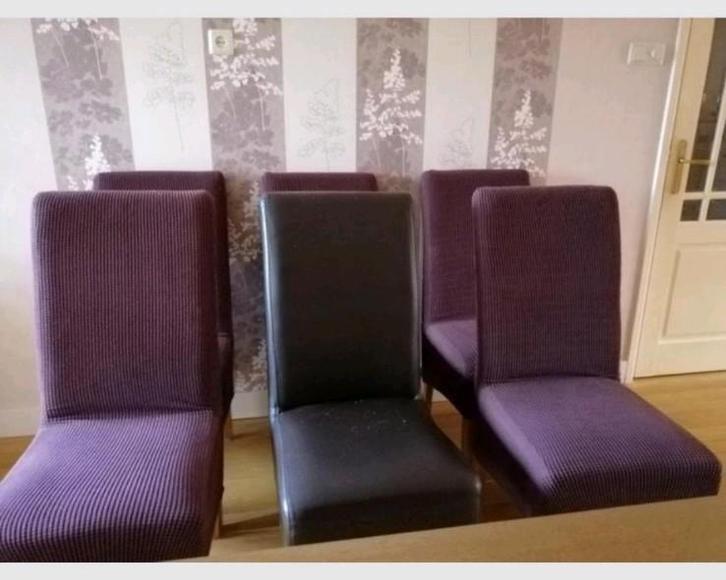Eetkamerstoelen 6 stuks - imitatieleer met hoes, Huis en Inrichting, Stoelen, Gebruikt, Vier, Ophalen