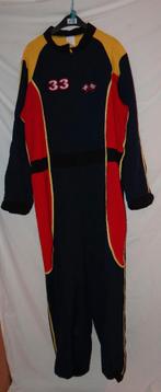Leuk donkerblauw/geel/rood RACE/F1/RACE COUREUR pak, Ophalen, Carnaval, Maat 56/58 (XL), Zo goed als nieuw