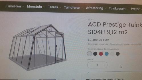 Tuinkas ACD s104h 9,12m2, Tuin en Terras, Kassen, Nieuw, Kweekkas, Aluminium, Glas, Ophalen
