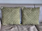 2x Coco maison groene velvet kussens met ruitpatroon, Ophalen of Verzenden, Zo goed als nieuw, Groen, Vierkant