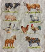 Borduurwerk, zijde, boerderij, dieren, vintage, Ophalen, Gebruikt, Handborduren, Overige typen