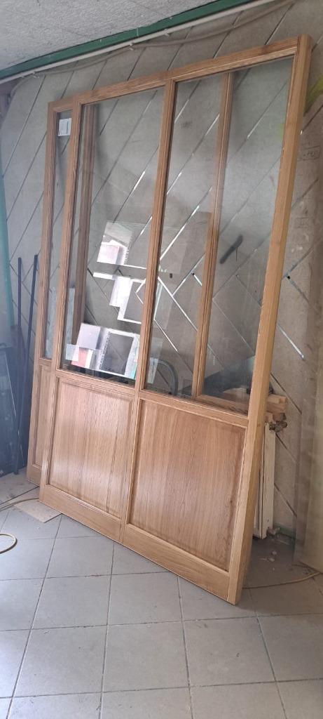 Eiken kozijn met vaste zijkanten en deur, Doe-het-zelf en Verbouw, Kozijnen en Schuifpuien, Nieuw, Deurkozijn, Hout, 75 tot 150 cm