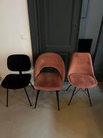 Set van 3 Eetkamerstoelen - roze en zwart velours, Huis en Inrichting, Stoelen, Ophalen, Gebruikt