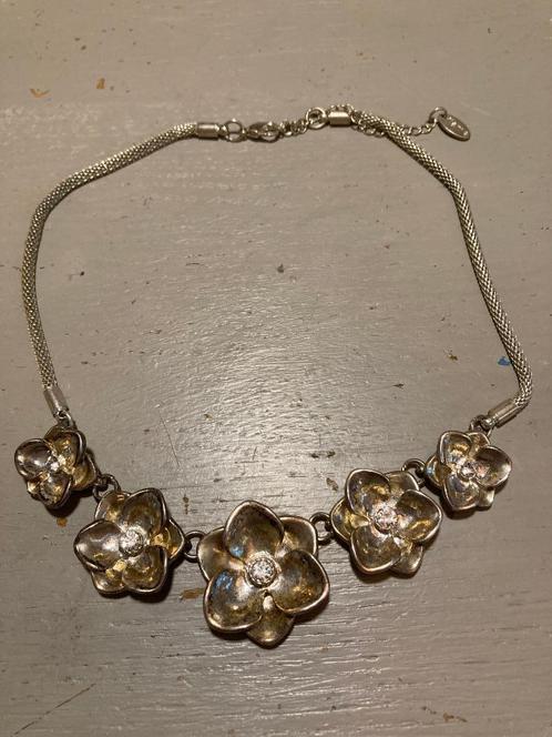 Vintage zilverkleurig strass ketting collier costume Jewelry, Sieraden, Tassen en Uiterlijk, Kettingen, Zo goed als nieuw, Overige materialen