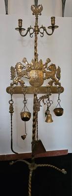 Kaarsenhouder 19e eeuw met stadswapen Amsterdam antiek, Ophalen of Verzenden, Koper of Brons