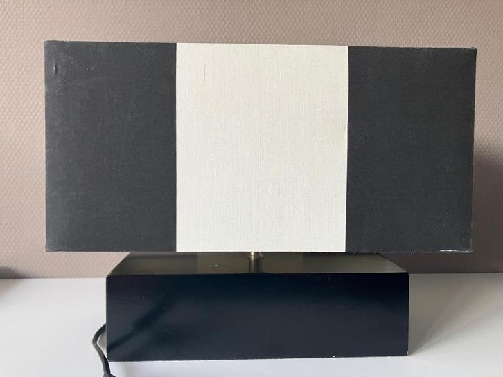 Jan des Bouvrie bloklamp | zwart-wit | Gamma – designlamp, Huis en Inrichting, Lampen | Tafellampen, Gebruikt, Minder dan 50 cm