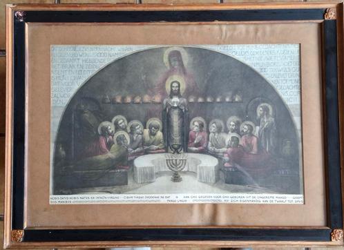 Laatste Avondmaal. Chromolithografie. Ca 1875/1900...56/40cm, Verzamelen, Religie, Gebruikt, Christendom | Katholiek, Overige typen
